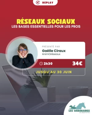 Bienvenue dans l'ère du numérique où chaque praticien, chaque enseignant, chaque écurie a sa page sur les réseaux sociaux. Mais façonner son audience, ça s'apprend. Gaëlle est community manager et vous apprend à dompter les algorithmes.