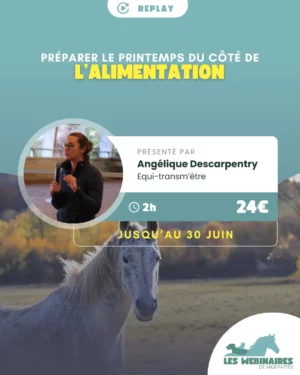 Comment assurer une transition en douceur pour votre cheval de l'hiver au printemps? Quels ajustements nutritionnels sont nécessaires pour optimiser sa santé et son bien-être ? Rejoignez Angélique Descarpentry pour découvrir les points clés d'un passage de l’hiver au printemps réussi !