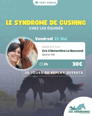 Le syndrome de Cushing touche de nombreux chevaux, surtout en vieillissant, mais il reste difficile à repérer et à comprendre. Entre les poils qui tombent pas, les épisodes de fourbure, etc.., y'a de quoi perdre la tête. Dre Clémentine Le Bescond t'éclaircit le sujet !