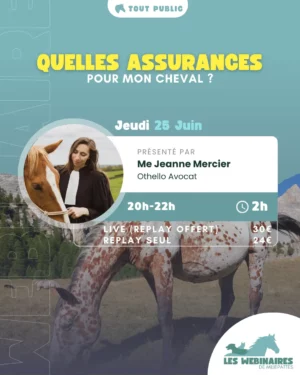 Quand il s'agit de choisir une assurance pour son cheval, il y a de quoi perdre la tête. Et si on demandait à une avocate spécialisée en droit équin ?