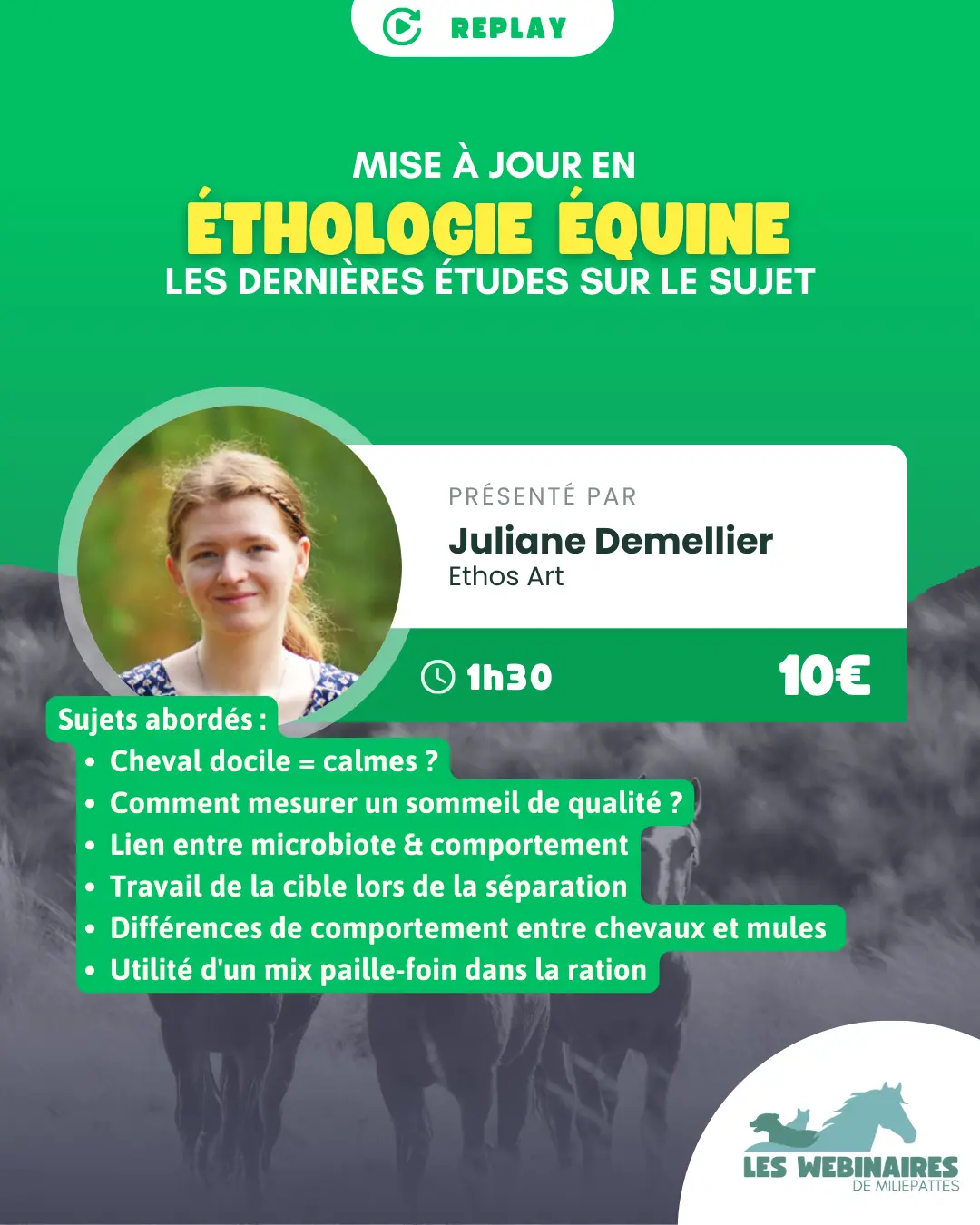Webinaire spécial recherche présenté par Juliane Demellier, éthologue scientifique. Une vraie définition de l'éthologie scientifique, les résultats des dernières études, apportées sur un plateau rien que pour vous ! 10€ seulement ! Etudes à retrouver dans la description.